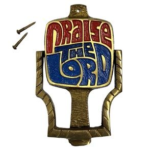 Rare 1960's Praise The Lord Terra Sancta Guild Brass Door Knocker